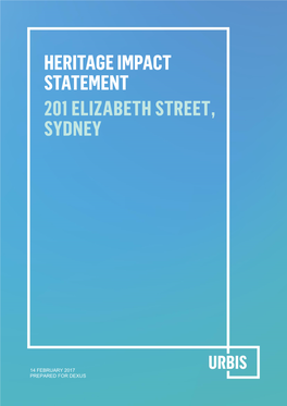 Heritage Impact Statement 201 Elizabeth Street, Sydney