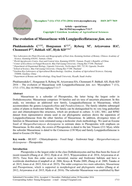 The Evolution of Massarineae with Longipedicellataceae Fam. Nov