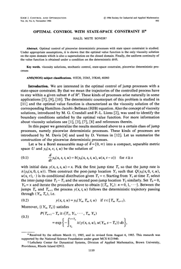 OPTIMAL CONTROL with STATE-SPACE CONSTRAINT II* HAL|L METE Sonert