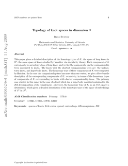 Arxiv:Math/0506524V4 [Math.GT] 11 Aug 2009 Re Soitdt Nt.Tekoswt H Hretcompa Thes Shortest of Type the Homotopy with the C Knots Knots