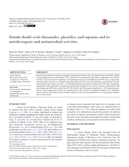 Entada Rheedii Seeds Thioamides, Phenolics, and Saponins and Its Antiulcerogenic and Antimicrobial Activities