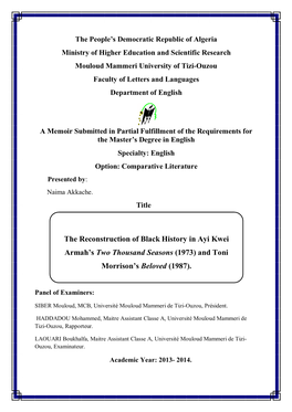 The Reconstruction of Black History in Ayi Kwei Armah's Two Thousand