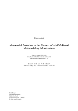 Metamodel Evolution in the Context of a MOF-Based Metamodeling Infrastructure