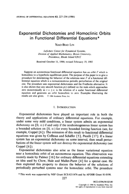 Exponential Dichotomies and Homoclinic Orbits in Functional Differential Equations*