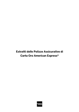 Estratti Delle Polizze Assicurative Di Carta Oro American Express®