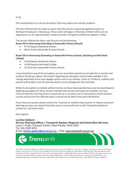 Route 592 Service Disruption