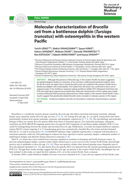 Tursiops Truncatus) with Osteomyelitis in the Western Pacific