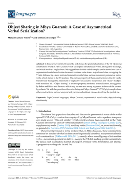 Object Sharing in Mbya Guarani: a Case of Asymmetrical Verbal Serialization?