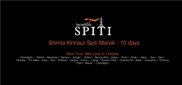 Shimla-Kinnaur-Spiti-Manali 10 Days.Key