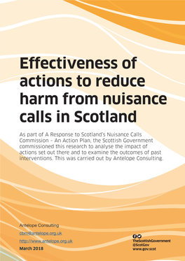 Effectiveness of Actions to Reduce Harm from Nuisance Calls in Scotland