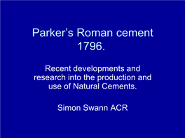 Parker's Roman Cement 1796