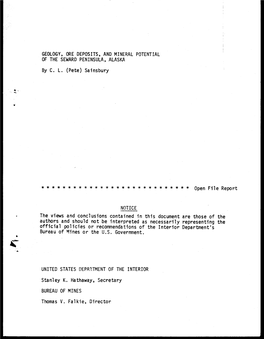 Geology, Ore Deposits, and Mineral Potential of the Seward Peninsula, Alaska