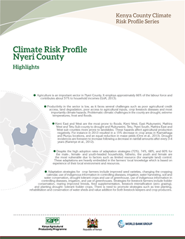 Climate Risk Profile Nyeri County Highlights