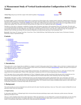 A Measurement Study of Vertical Synchronization Configurations in PC Video Games