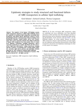 Lipidomic Strategies to Study Structural and Functional Defects of ABC-Transporters in Cellular Lipid Traﬃcking