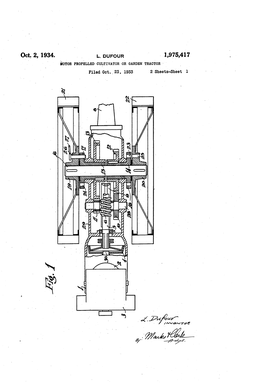 L DUFQUR ' - 1,975,417 ' Iotor Prop-ELLED Cuptivator 0R GARDEN TRACTOR - Filed Oct