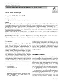 Mitral Valve Pathology