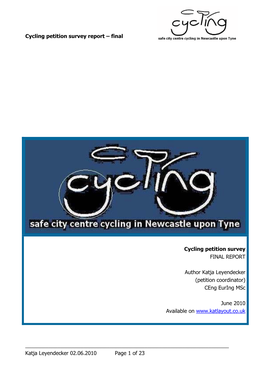 Cycling Petition Survey Report – Final
