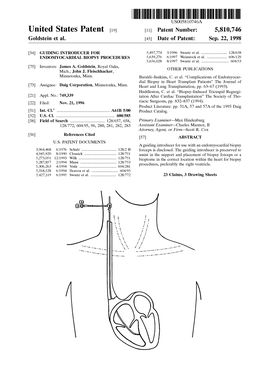 United States Patent (19) 11 Patent Number: 5,810,746 Goldstein Et Al