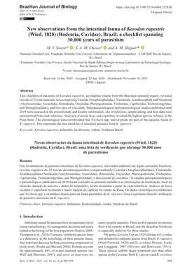 New Observations from the Intestinal Fauna of Kerodon Rupestris (Wied, 1820) (Rodentia, Cavidae), Brazil: a Checklist Spanning 30,000 Years of Parasitism M