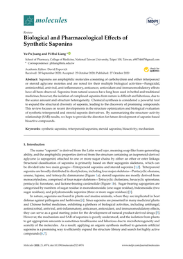 Biological and Pharmacological Effects of Synthetic Saponins