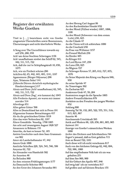 Register Der Eiwähnten Werke Goethes 1221