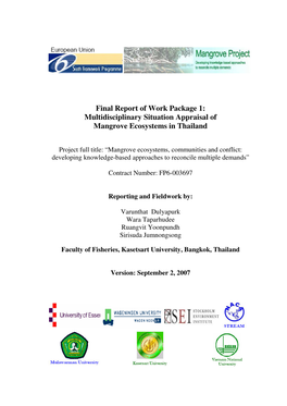 Multidisciplinary Situation Appraisal of Mangrove Ecosystems in Thailand