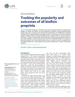 Tracking the Popularity and Outcomes of All Biorxiv Preprints
