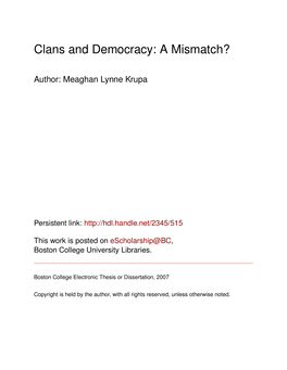 Clans and Democracy: a Mismatch?