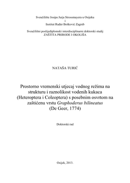 Prostorno Vremenski Utjecaj Vodnog Režima Na Strukturu I Raznolikost