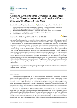 Assessing Anthropogenic Dynamics in Megacities from the Characterization of Land Use/Land Cover Changes: the Bogotá Study Case