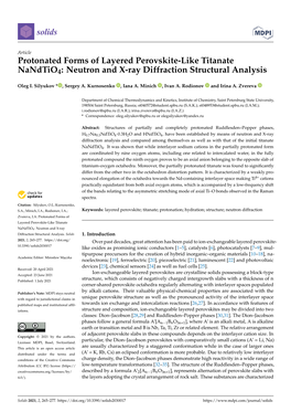 Protonated Forms of Layered Perovskite-Like Titanate Nandtio4: Neutron and X-Ray Diffraction Structural Analysis