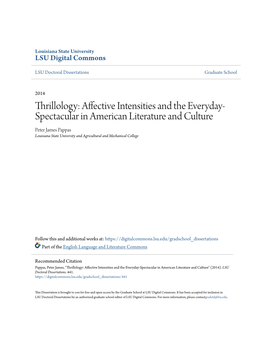 Affective Intensities and the Everyday-Spectacular in American Literature and Culture" (2014)