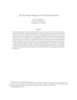 The Economic Origins of the Territorial State∗