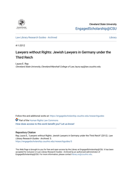 Jewish Lawyers in Germany Under the Third Reich