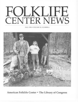 Folklife Center News, Volume 20 Number 4 (Fall 1998). American Folklife Center, Library of Congress