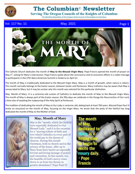 The Columbian© Newsletter Serving the Oregon Councils of the Knights of Columbus the Monthly Newsletter of the Oregon State Council of the Knights of Columbus