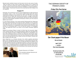 THE GERMAN SOCIETY of PENNSYLVANIA Der Staat Gegen