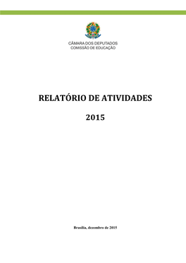 Relatório De Atividades 2015