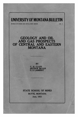 Geology and Oil and Gas Prospects of Central and Eastern Montana