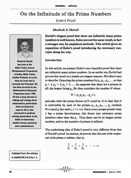 On the Infinitude of the Prime Numbers Euler's Proof