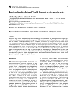 Practicability of the Index of Trophic Completeness for Running Waters