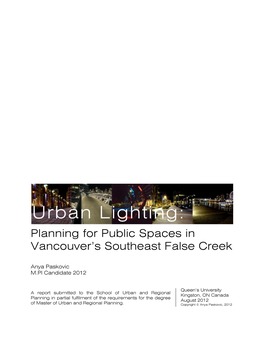 Urban Lighting: Planning for Public Spaces in Vancouver’S Southeast False Creek