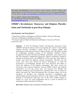 Islam and Christianity in Post-Derg Ethiopia