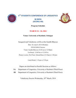 8 Students Conference of Linguistics in India (Sconli-08