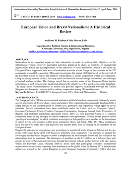 European Union and Brexit Nationalism: a Historical Review