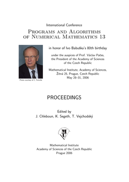 Programs and Algorithms of Numerical Mathematics 13