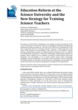 Education Reform at the Science University and the New Strategy for Training Science Teachers