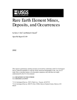 Rare Earth Element Mines, Deposits, and Occurrences by Greta J