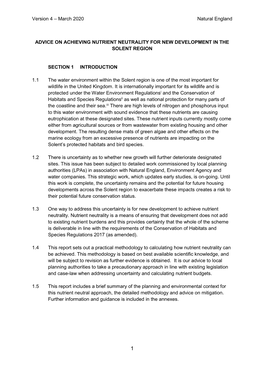 Advice on Achieving Nutrient Neutrality for New Development in the Solent Region